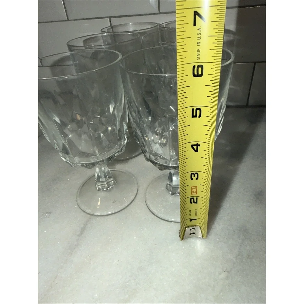 Set of 6 Vintage Arcoroc‎ France Arctic Stemmed Crystal Wine Glasses 5